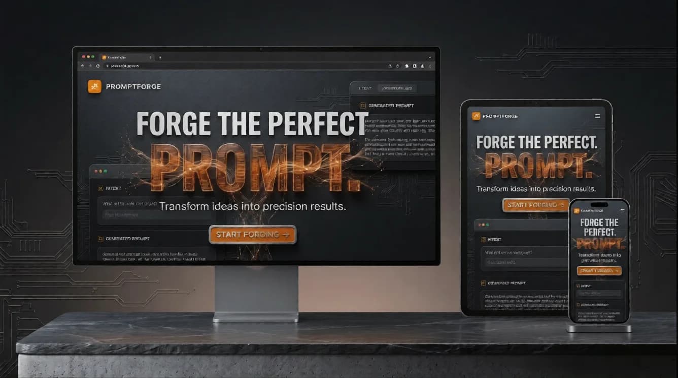 PromptForge screenshot, printed in black and white